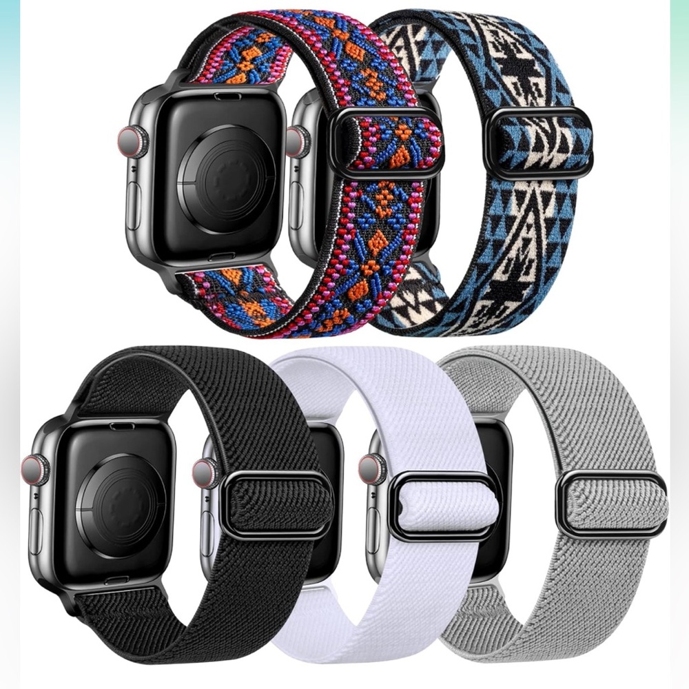 5 Pack Stretchy Nylon Band Compatible with Apple Watch